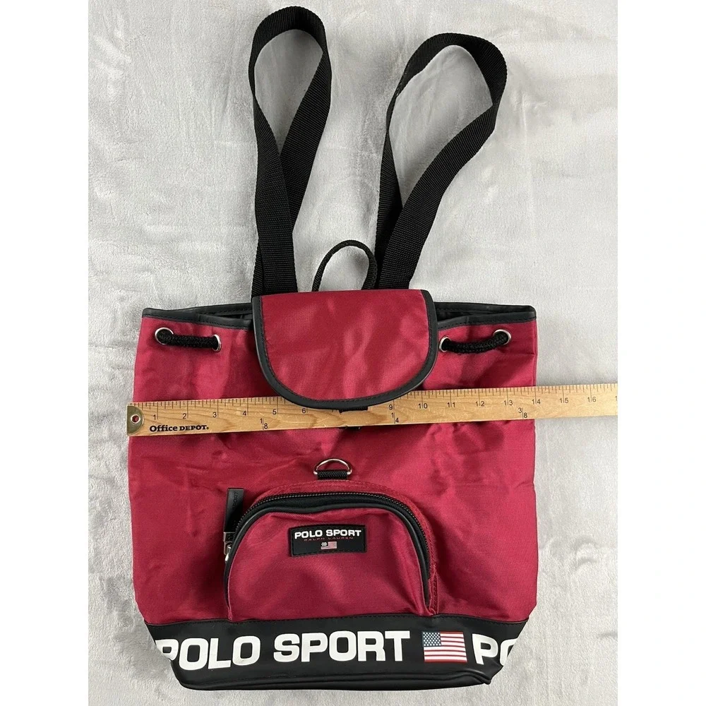 Vintage Polo Sport Ralph Lauren Backpack Red Black Rucksack Drawstring